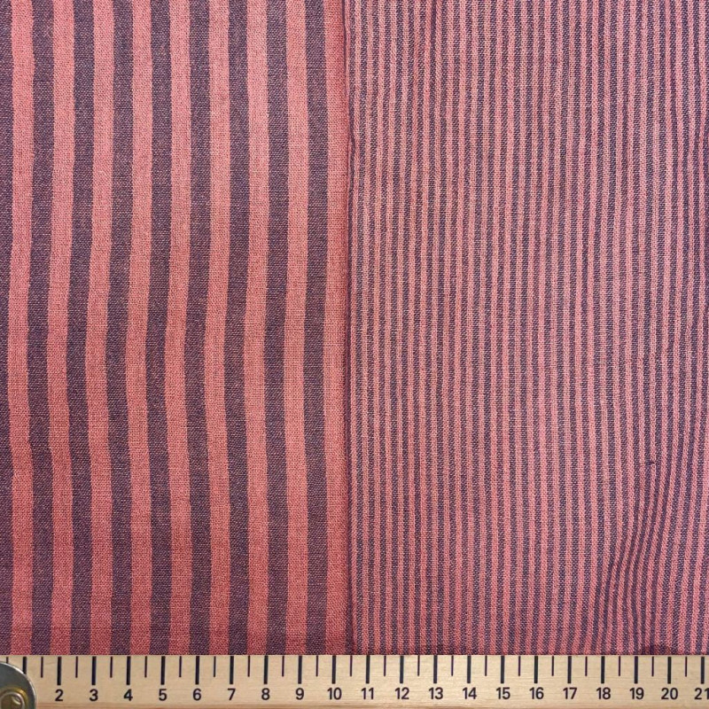 Yarn-Dyed Double Gauze STRIPES Charcoal / Toffee